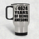68th Birthday Square Root of 4624 Years of Being Awesome - Silver Travel Mug