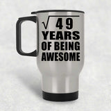 7th Birthday Square Root of 49 Years of Being Awesome - Silver Travel Mug