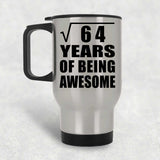 8th Birthday Square Root of 64 Years of Being Awesome - Silver Travel Mug