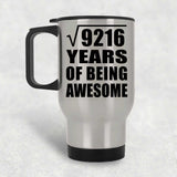 96th Birthday Square Root of 9216 Years of Being Awesome - Silver Travel Mug