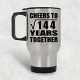 12th Anniversary Cheers To Square Root of 144 Years Together - Silver Travel Mug