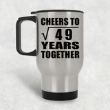 7th Anniversary Cheers To Square Root of 49 Years Together - Silver Travel Mug