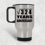 18th Anniversary Square Root of 324 Years Anniversary - Silver Travel Mug