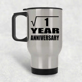 1st Anniversary Square Root of 1 Year Anniversary - Silver Travel Mug