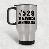 23rd Anniversary Square Root of 529 Years Anniversary - Silver Travel Mug