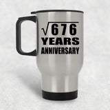 26th Anniversary Square Root of 676 Years Anniversary - Silver Travel Mug