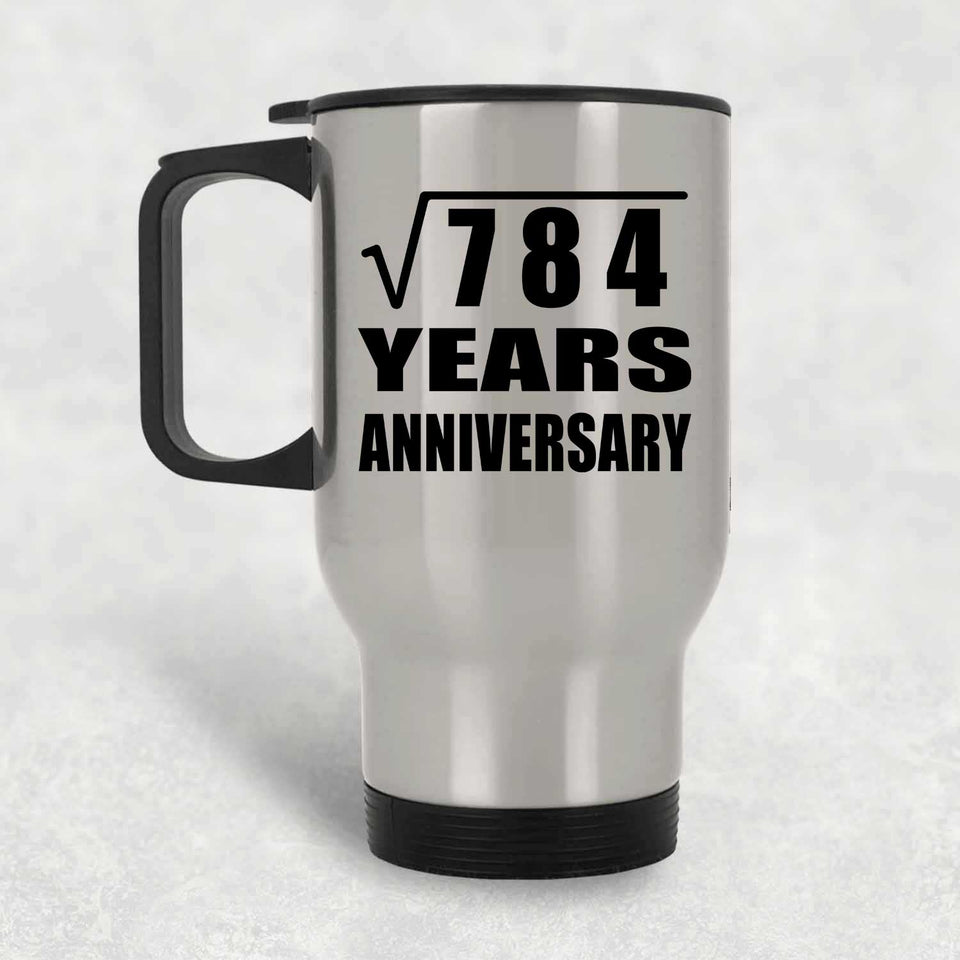 28th Anniversary Square Root of 784 Years Anniversary - Silver Travel Mug