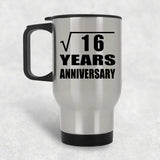 4th Anniversary Square Root of 16 Years Anniversary - Silver Travel Mug