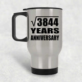 62nd Anniversary Square Root of 3844 Years Anniversary - Silver Travel Mug