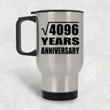 64th Anniversary Square Root of 4096 Years Anniversary - Silver Travel Mug