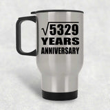 73rd Anniversary Square Root of 5329 Years Anniversary - Silver Travel Mug
