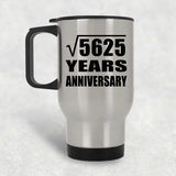 75th Anniversary Square Root of 5625 Years Anniversary - Silver Travel Mug