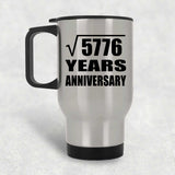 76th Anniversary Square Root of 5776 Years Anniversary - Silver Travel Mug