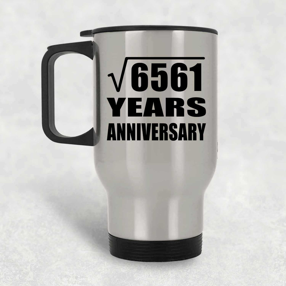 81st Anniversary Square Root of 6561 Years Anniversary - Silver Travel Mug