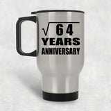 8th Anniversary Square Root of 64 Years Anniversary - Silver Travel Mug