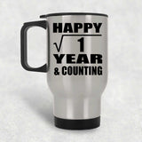 Happy 1st Anniversary Square Root of 1 Year & Counting - Silver Travel Mug