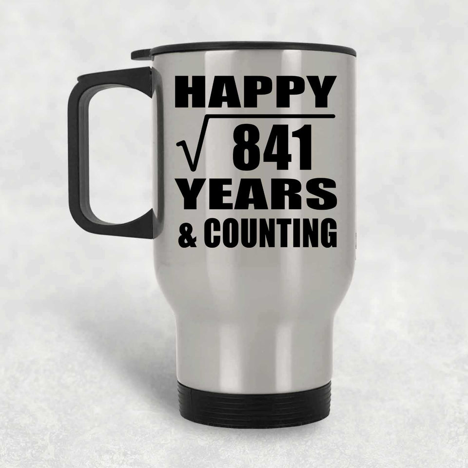 Happy 29th Anniversary Square Root of 841 Years & Counting - Silver Travel Mug
