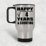 Happy 2nd Anniversary Square Root of 4 Years & Counting - Silver Travel Mug
