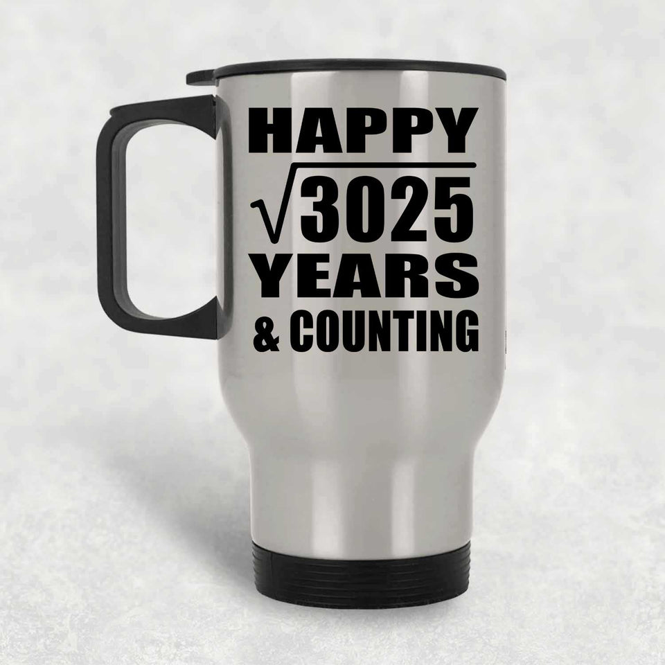Happy 55th Anniversary Square Root of 3025 Years & Counting - Silver Travel Mug
