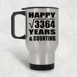 Happy 58th Anniversary Square Root of 3364 Years & Counting - Silver Travel Mug