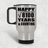 Happy 90th Anniversary Square Root of 8100 Years & Counting - Silver Travel Mug