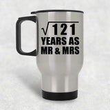 11th Anniversary Square Root of 121 Years As Mr & Mrs - Silver Travel Mug