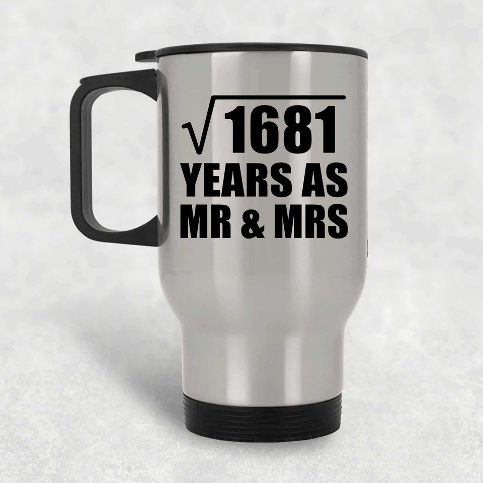 41st Anniversary Square Root of 1681 Years As Mr & Mrs - Silver Travel Mug