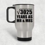 55th Anniversary Square Root of 3025 Years As Mr & Mrs - Silver Travel Mug