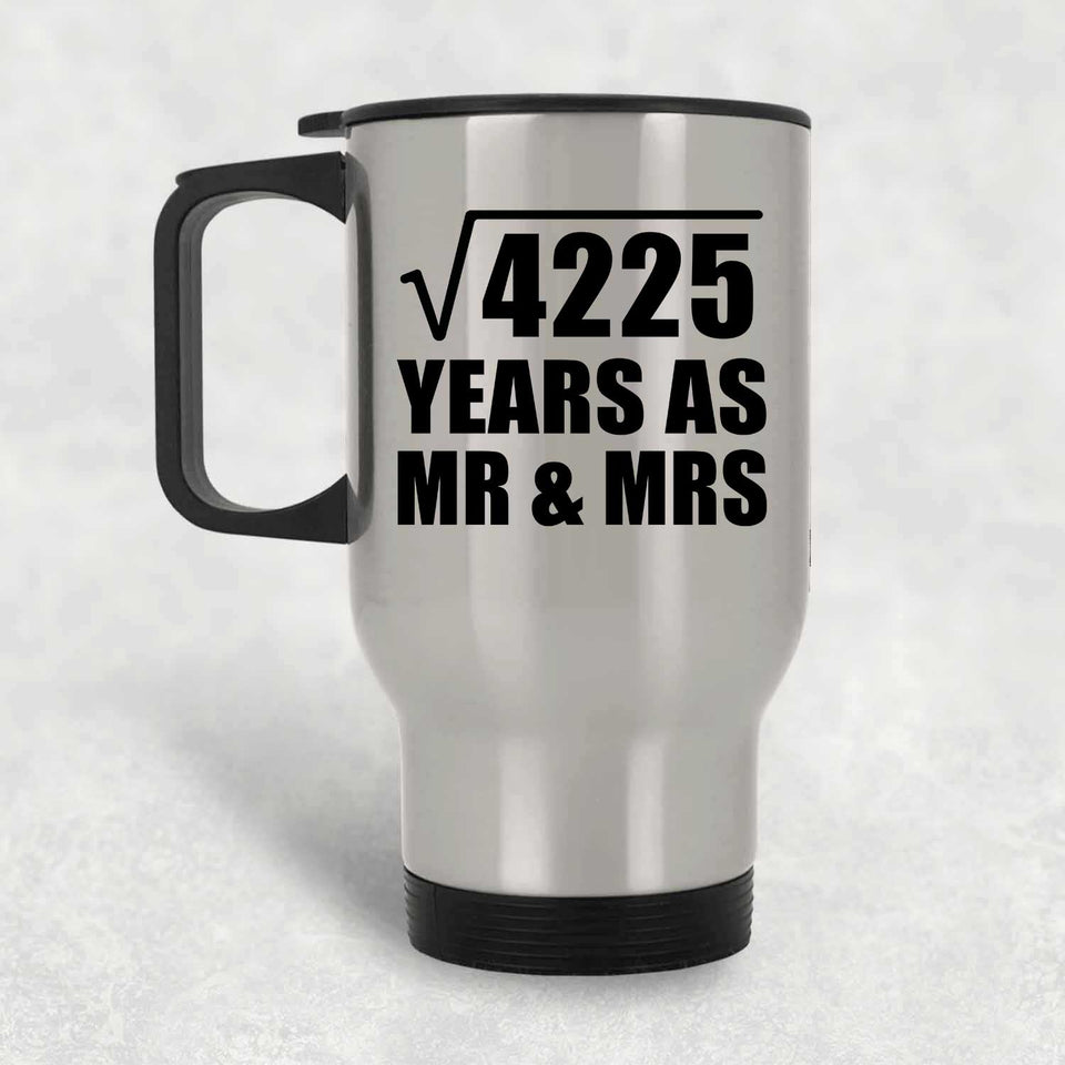 65th Anniversary Square Root of 4225 Years As Mr & Mrs - Silver Travel Mug