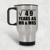 7th Anniversary Square Root of 49 Years As Mr & Mrs - Silver Travel Mug
