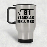9th Anniversary Square Root of 81 Years As Mr & Mrs - Silver Travel Mug