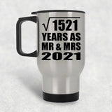39th Anniversary Square Root of 1521 Years As Mr & Mrs 2021 - Silver Travel Mug