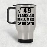 7th Anniversary Square Root of 49 Years As Mr & Mrs 2021 - Silver Travel Mug