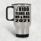 90th Anniversary Square Root of 8100 Years As Mr & Mrs 2021 - Silver Travel Mug