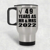 7th Anniversary Square Root of 49 Years As Mr & Mrs 2022 - Silver Travel Mug