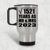 39th Anniversary Square Root of 1521 Years As Mr & Mrs 2023 - Silver Travel Mug