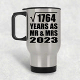 42nd Anniversary Square Root of 1764 Years As Mr & Mrs 2023 - Silver Travel Mug