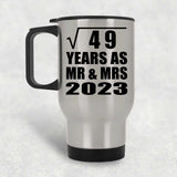 7th Anniversary Square Root of 49 Years As Mr & Mrs 2023 - Silver Travel Mug
