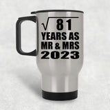 9th Anniversary Square Root of 81 Years As Mr & Mrs 2023 - Silver Travel Mug