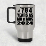 28th Anniversary Square Root of 784 Years As Mr & Mrs 2024 - Silver Travel Mug