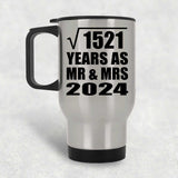 39th Anniversary Square Root of 1521 Years As Mr & Mrs 2024 - Silver Travel Mug