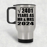 49th Anniversary Square Root of 2401 Years As Mr & Mrs 2024 - Silver Travel Mug