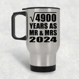 70th Anniversary Square Root of 4900 Years As Mr & Mrs 2024 - Silver Travel Mug