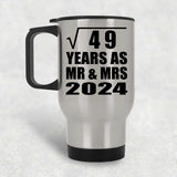 7th Anniversary Square Root of 49 Years As Mr & Mrs 2024 - Silver Travel Mug