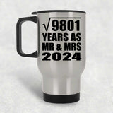 99th Anniversary Square Root of 9801 Years As Mr & Mrs 2024 - Silver Travel Mug