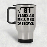 9th Anniversary Square Root of 81 Years As Mr & Mrs 2024 - Silver Travel Mug