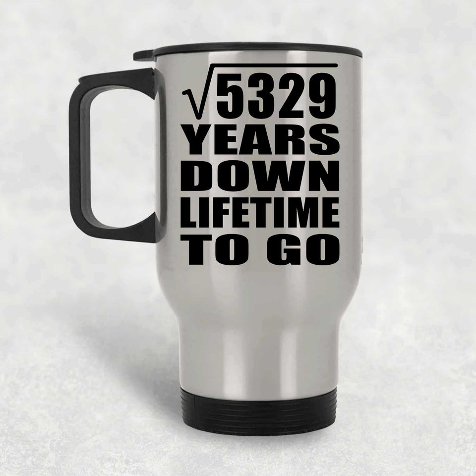 73rd Anniversary Square Root of 5329 Years Lifetime To Go - Silver Travel Mug