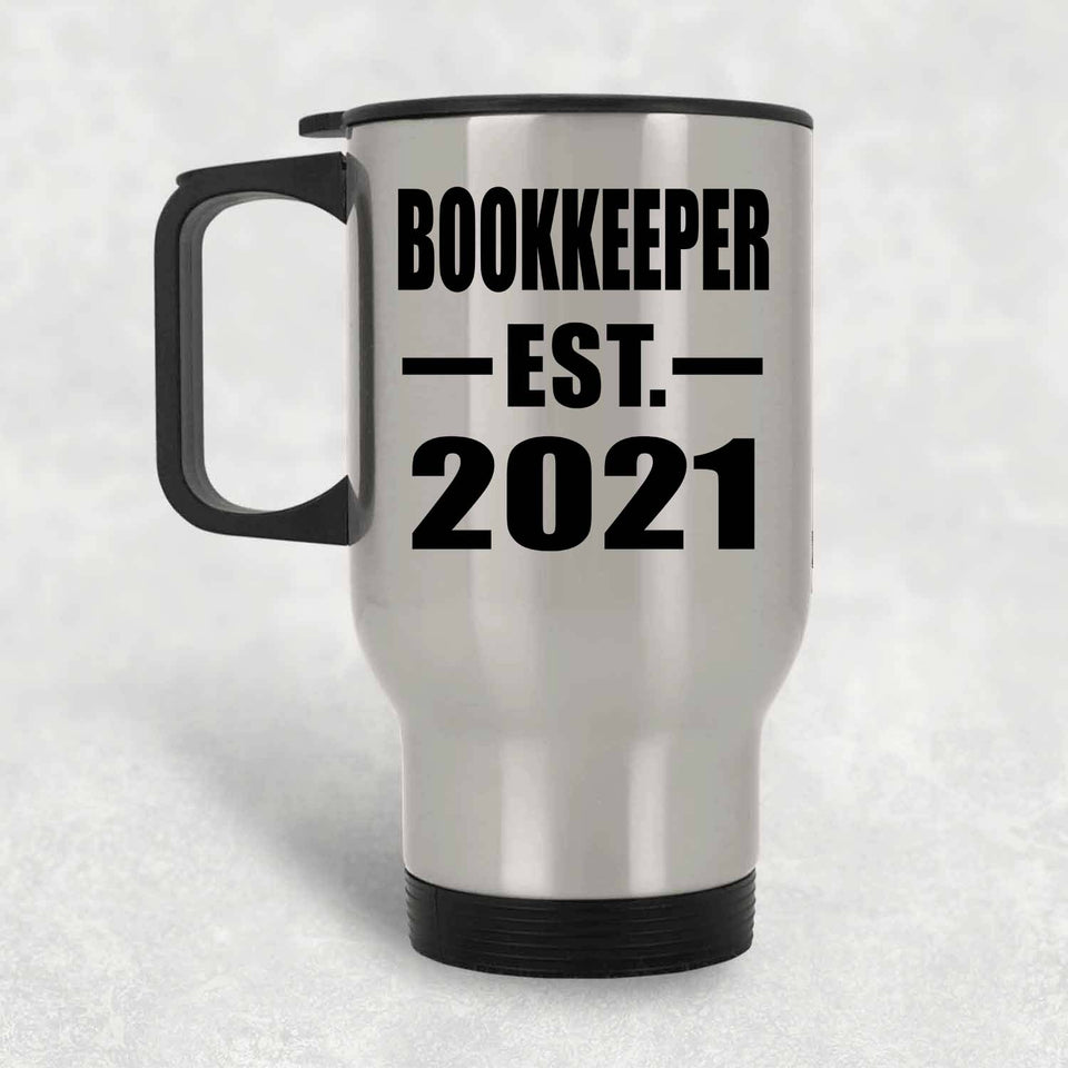 Bookkeeper Established EST. 2021 - Silver Travel Mug