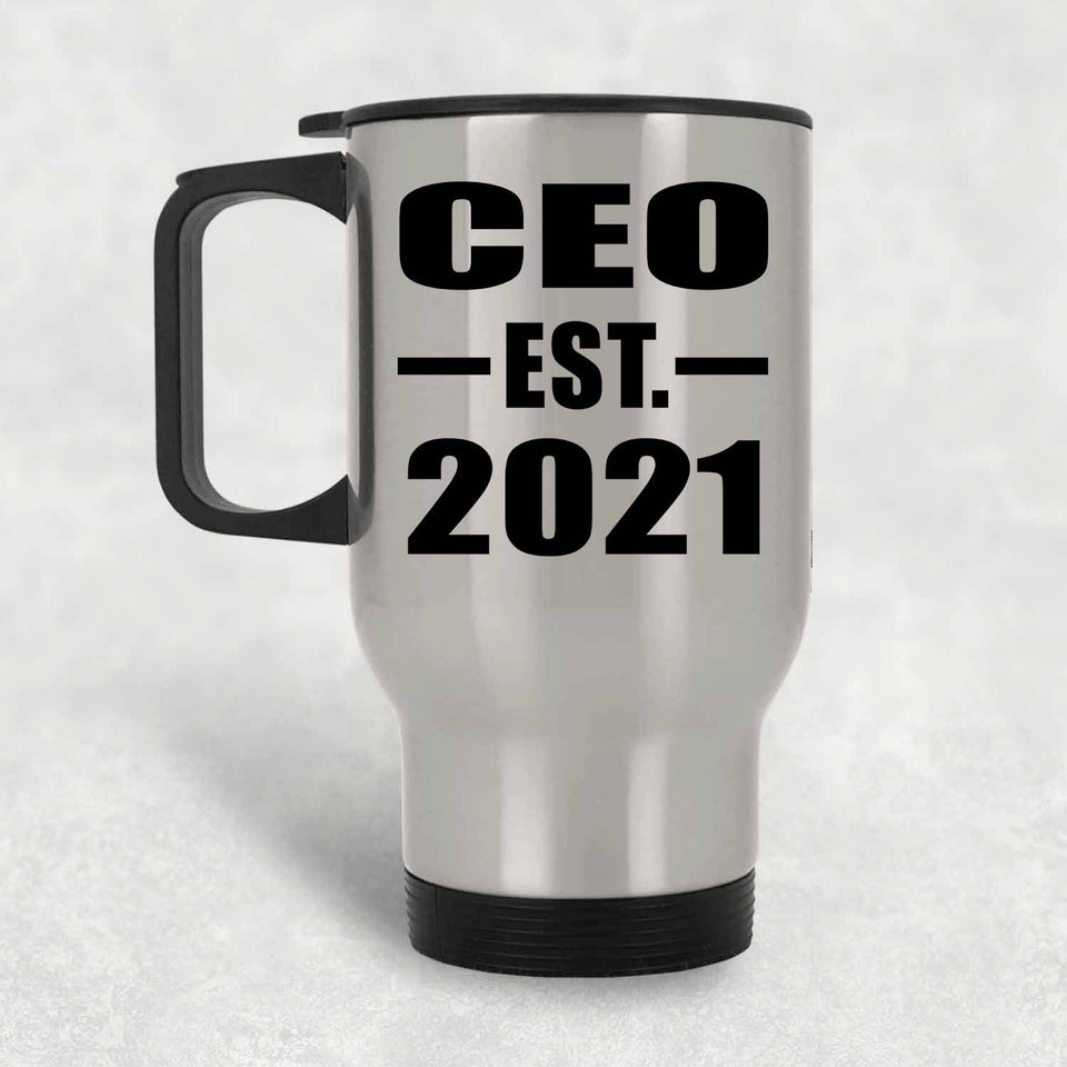 CEO Established EST. 2021 - Silver Travel Mug
