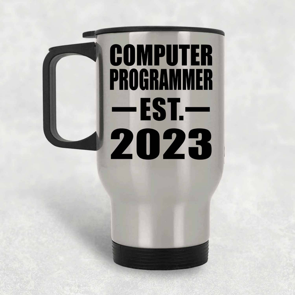 Computer Programmer Established EST. 2023 - Silver Travel Mug